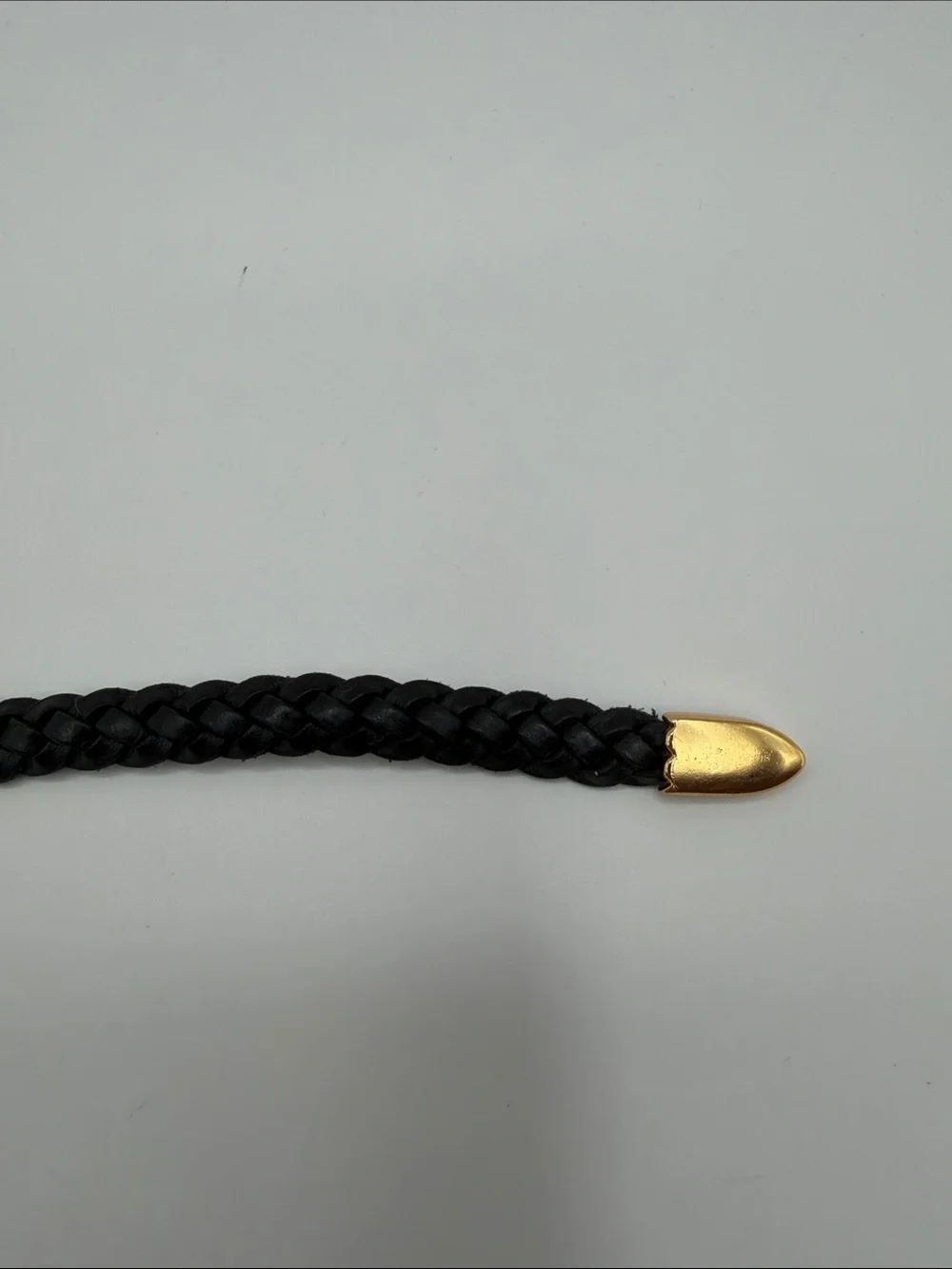 Brighton Bandit Black Braided Leather Bracelet with Gold Heart Charms